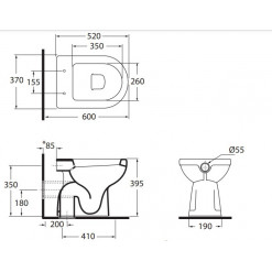VASO CON SCARICO A TERRA DIANA AZZURRA