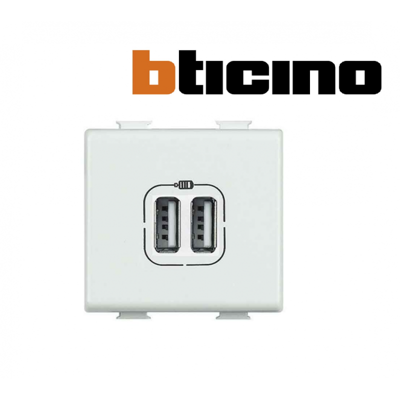 Bticino Matix – Base Presa Schuko Doppia 2P+T 10/16A – Colore Bianco/Avorio, Dispositivo Elettromeccanico Per Impianti Civili