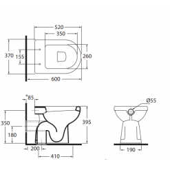 KIT VASO/BIDET/COLONNA/LAVABO/COPRIVASO SOFTCLOSE DIANA AZZURRA