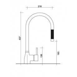 MISCELATORE LAVELLO CUCINA F.E.V SERIE ARGO CON DOCCETTA ESTRAIBILE