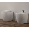 KIT BIDET/VASO A TERRA SCARICO PARETE CON COPRIVASO FRIZIONATO AZZURRA COMODA