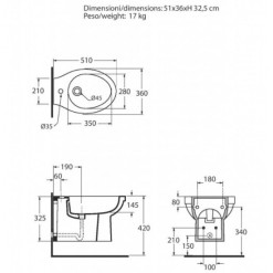 KIT BIDET/VASO A TERRA TRASLATO CON COPRIVASO AZZURRA CULT