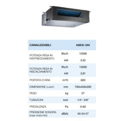 UNITÀ INTERNA CANALIZZABILE UNICAL KMCN HI 12000 BTU