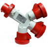 MOLTIPLICATORE GEWISS TRIPLO 3P+T 16A IP67 3 PRESE ROSSA 400V