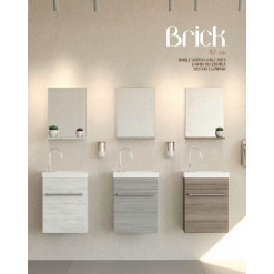 MOBILE BRICK 42 CM SPECCHIO E TOP ROVERE BIANCO